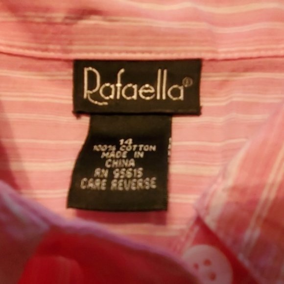 Rafaella‎ Pink White Striped Button Down Shirt 14 - Picture 3 of 3